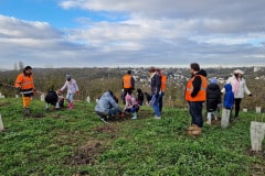 Prêts à planter. Les enfants des centres de loisirs et les jeunes élus du CME prennent part à cette matinée dédiée à la nature et à l’écologie.