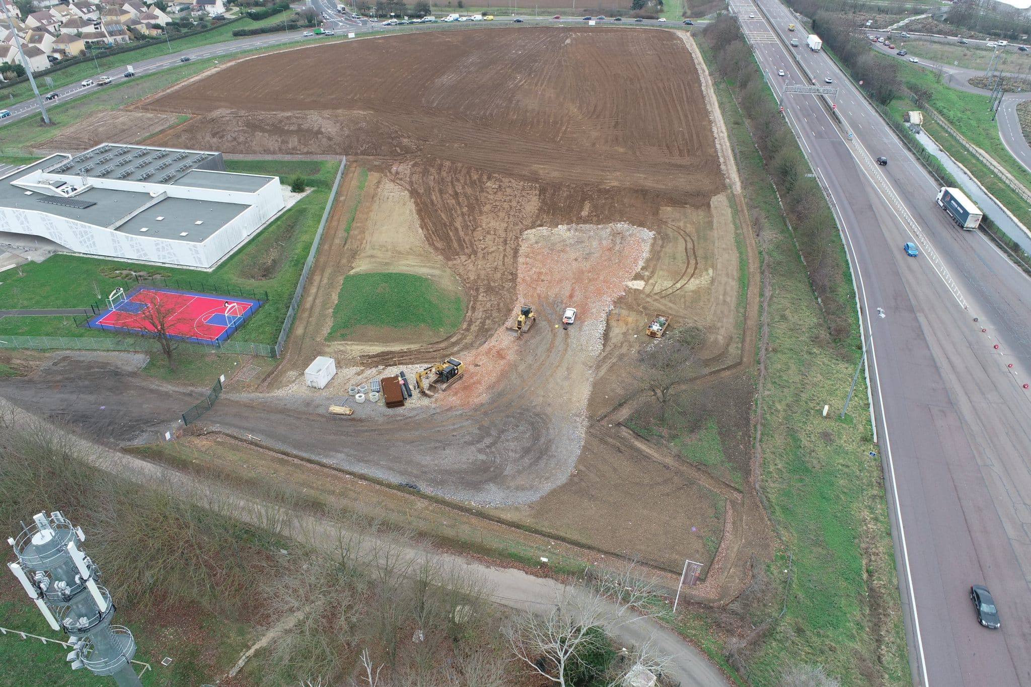 Site ECT Buchelay (78), vue arérienne du site en travaux