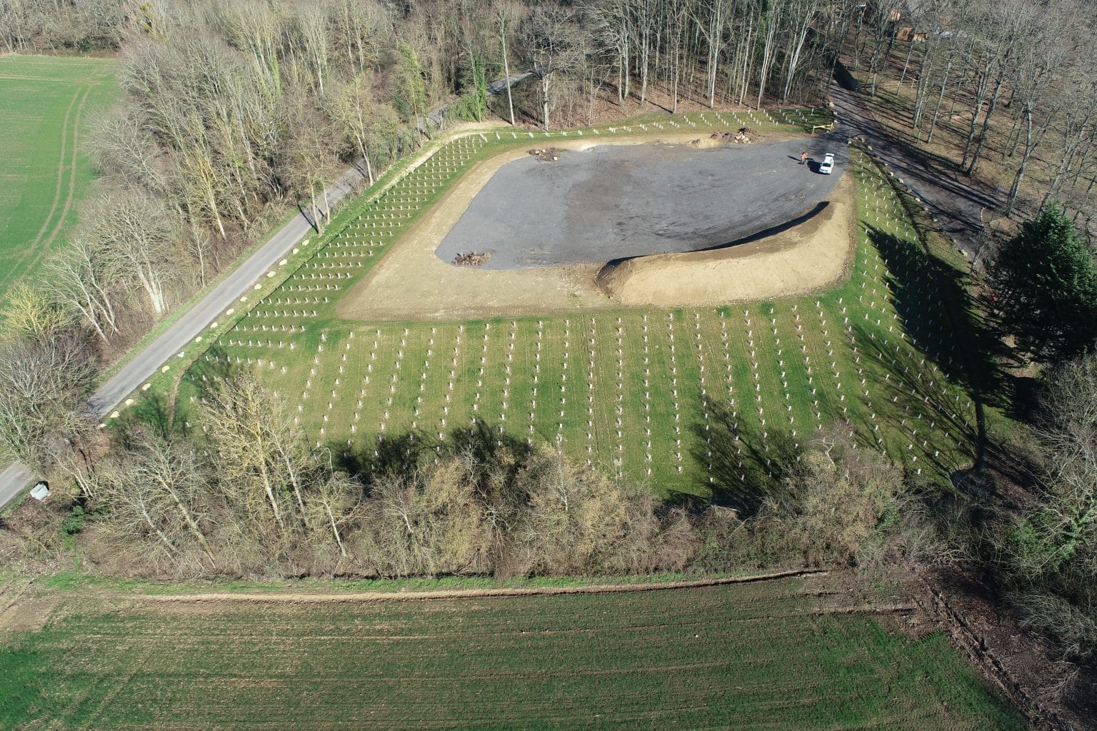 Site ECT Crespières (78) Vue aérienne de la réalisation d'une plateforme