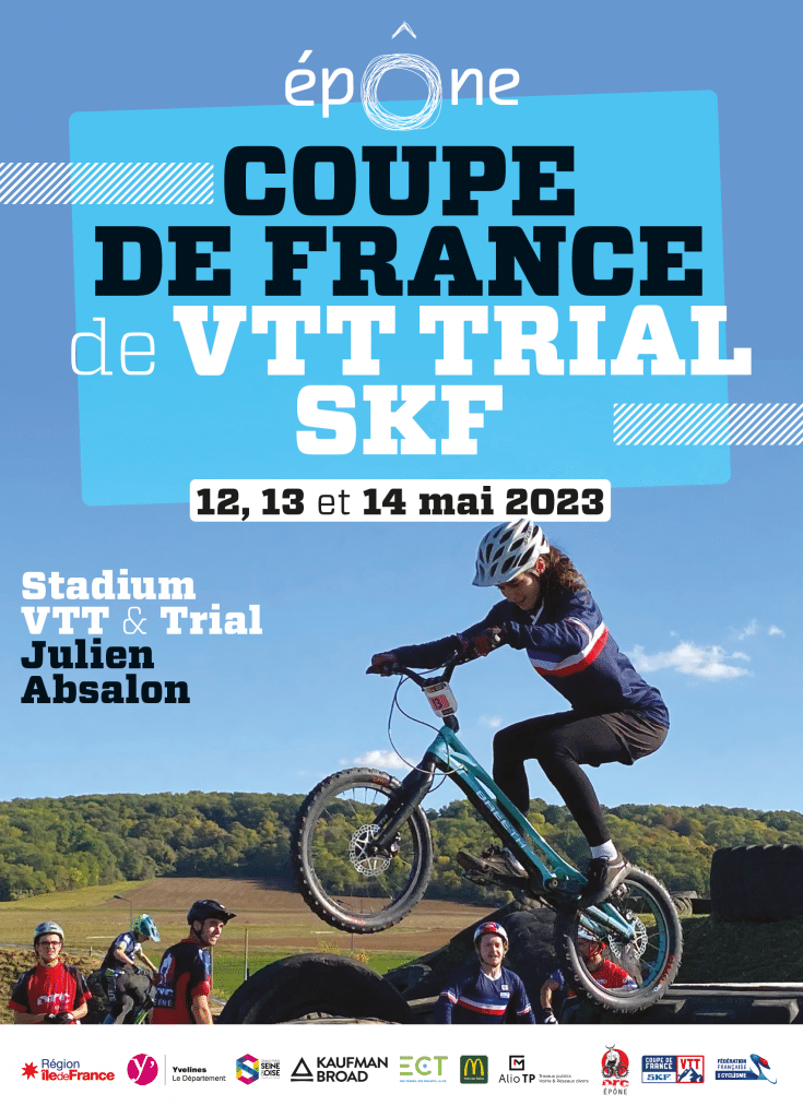 Affiche Epône Coupe de France VTT-Trial les12,13 et 14 mai 2023